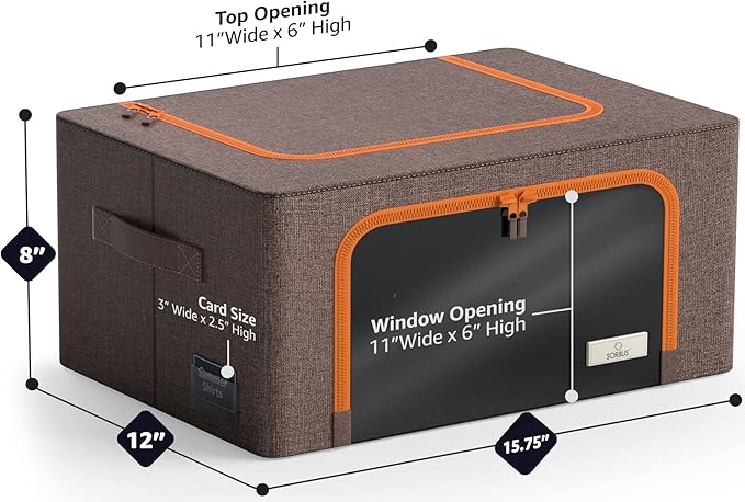 Sorbus® Storage Bins Boxes, Foldable Stackable Container Organizer Basket Set with Large Clear Window & Carry Handles, for Be