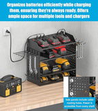 CCCEI Modular Desk Power Tools Organizer with Charging Station, 4 Layer Drills Battery Storage Wall Mount, Garage Shop Organi