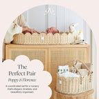 BEBE BASK Premium Baby Diaper Caddy Organizer - Handmade & Award-Winning Scalloped Rattan Basket - Luxury Diaper Caddy Basket