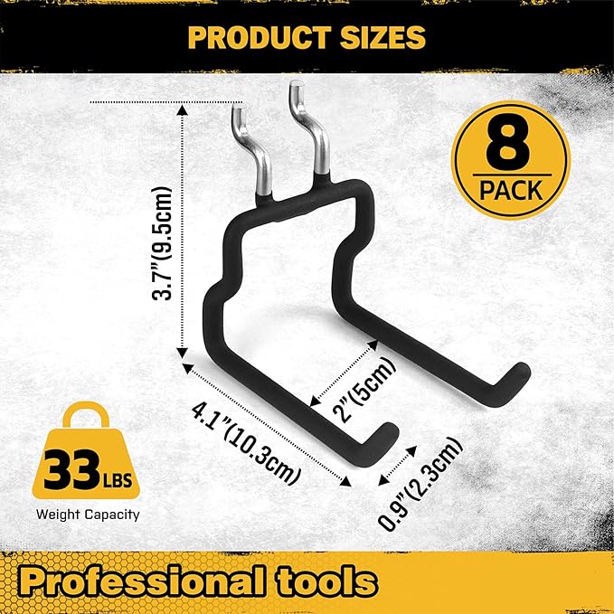 ELEAD 8-Piece Flat Pegboard Hooks, Peg Board Organizer Accessories for Hanging, Fit 1/4" Pegboard, Peg Board Tool Hangers for
