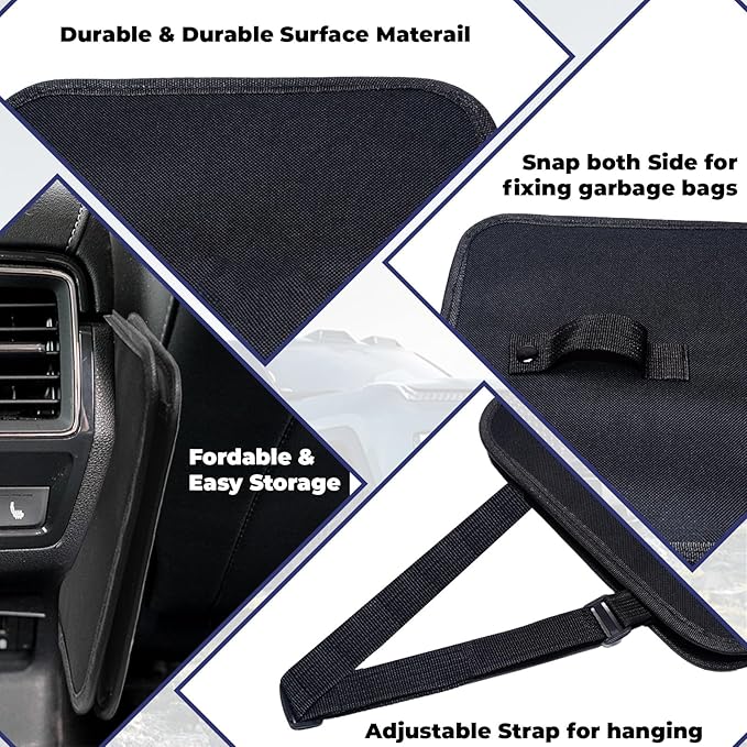 Car Trash Can, Foldable Trash Can Collapsible Hanging Trash Bag for Car Seat, 2.8 Gallons Leakproof Garbage Bags, Cars Must Haves Interior Accessories Essentials