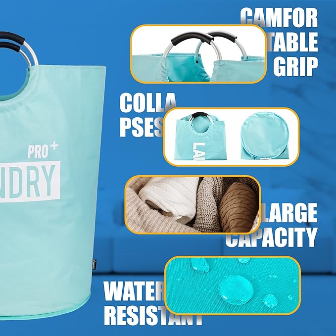 Caroeas Super Large 150L Laundry Hamper Pro, Waterproof Laundry Basket, Clothes Hamper Stands Up Well, Laundry Bag with Padde
