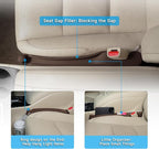 Car Seat Gap Filler Set of 2, 3IN1 Seat Side Gap Filler Plug with Storage Slot & Hook Function, Soft Foam Universal Fit Car SUV Truck Fill Gap Between Seats Console Organizer（Standard Brown）