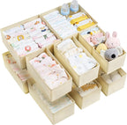 Vtopmart 12 Pack Baby Clothes Organizer, Dresser Drawer Organizer for Baby Clothing, Foldable Fabric Closet Drawer Storage Bi