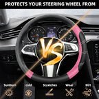 NBTEPEM Customized Auto Car Steering Wheel Cover for Honda Accord, Civic, CR-V, HR-V, Pilot, Microfiber Leather Sport Steerin