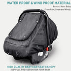 Waterproof Baby Car Seat Cover，YVMVDV Patented Cold Weather Carseat Cover for Babies,Infant Car Seat Cover Canopy for Boy Gir
