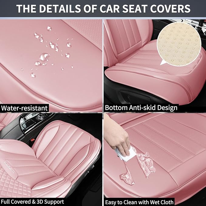 Pink Car Seat Covers Fit for Corolla Cross RAV4 Kona HR-V CRV UX,Waterproof and Breathable Automotive Seat Covers Full Set, F