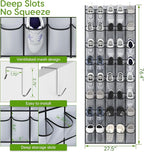 Unjumbly Over the Door Shoe Organizer with 40 Large Breathable Mesh Pockets, Space Saving Shoe Holder, Hanging Shoe Rack for 