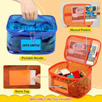 Tesuko 6 Pack Clear Toy Storage Bag with Name Tag& Manual Pocket, Waterproof Transparent PVC Toy Organizer Case for Lego Bric