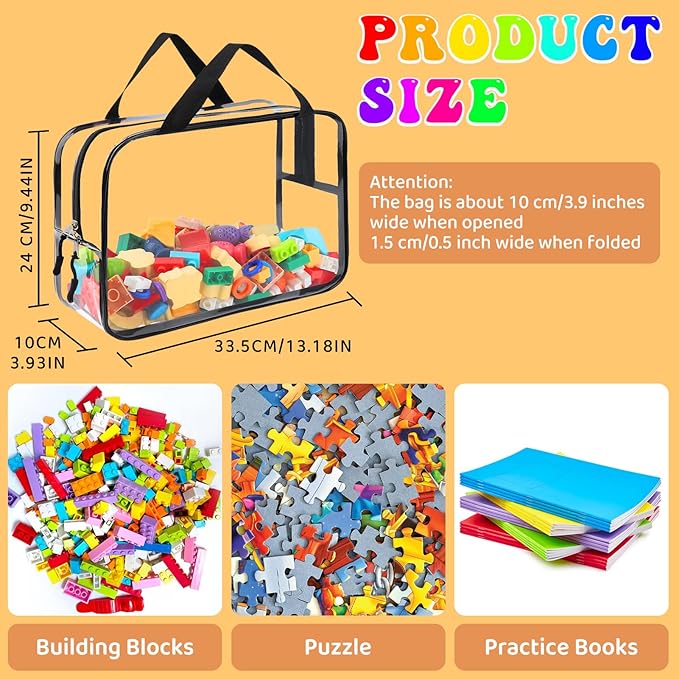 8 Packs Large Toy Storage Bags, Reusable Clear PVC Board Game Storage, Toy Storage Organizer Bags with Zipper for Building Bl