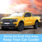 TINGLU Sun Shade for Ford Ranger 2019-2024 2025 2026 Accessories Windshield Sun Shade Window Shade UV Rays Protection Sun Visor Cover with Steering Wheel Sunshade Storage Bag