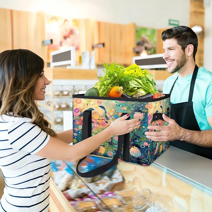 Reusable Grocery Bag, Foldable Large Shopping Tote Bag for Groceries Kitchen Picnic Car Trunk