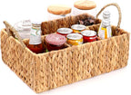 Wicker Divided Storage Basket Woven Natural Basket Hyacinth for Organizing Bathroom Kitchen Shelves Office Supplies Organizat
