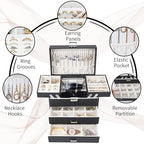 Dajasan Jewelry Organizer Box, Large Jewelry Boxes for Women Girls, Space-Saving 4 Layers Jewelry Storage Case with Drawer, M