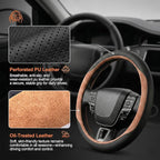 West Llama Customized Auto Car Steering Wheel Cover for Chevy Silverado 1500, 2500, 3500,14.5-15 inch (Brown - Standard Size)