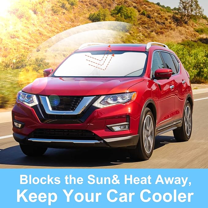 TINGLU Sun Shade for Nissan Rogue 2014-2020(NOT for Rogue Sport & 2021 Rogue 3rd Gen. T33) Accessories Windshield Sun Shade Window Shade UV Rays Protection Sun Visor Cover