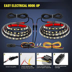 Nilight - TR-05 2PCS 60 Inch 180 LEDs Bed Strip Kit with Waterproof on/Off Switch Blade Fuse 2-Way Splitter Extension Cable for Cargo, Pickup Truck, SUV, RV, Boat , 2 Years Warranty