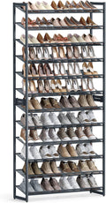 SONGMICS 12-Tier Stackable Shoe Shelf Set, Metal Shoe Storage for Garage, Entryway, with Adjustable Shelves, Hold 48-60 Pairs