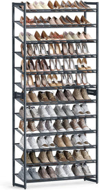 SONGMICS 12-Tier Stackable Shoe Shelf Set, Metal Shoe Storage for Garage, Entryway, with Adjustable Shelves, Hold 48-60 Pairs