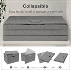Graciadeco Large 17" 36 Quart Collapsible Stackable Storage Bins with Lids, 1 Pack Grey Foldable Fabric Closet Storage Boxes 