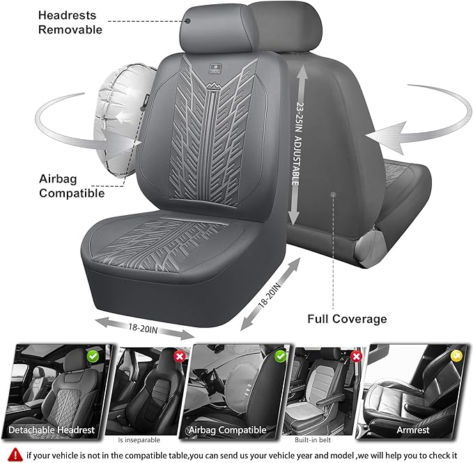 CAR PASS Waterproof Neoprene Seat Covers Full Sets, Wetsuit Car Seat Covers,All-Weather Non-Slip Durable,Universal Fit for Va