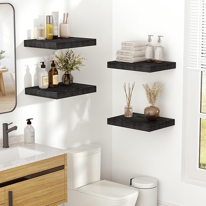 Vivelove 10.2 Inches Floating Shelves Wall Mounted, 10" Deep Wall Shelves for Bedroom, Bathroom, Living Room, Kitchen, Office