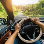 【2025 Model】 Breathable Soft Leather Car Steering Wheel Cover for Men Women, Non-Slip, Comfortable,Universal 15 inches Steeri