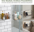 2 Set Adhesive Hanging Wall Basket Inside Cabinet Door Organizer,Wall Storage Basket-No Drilling Adhesive wall Basket for Cup