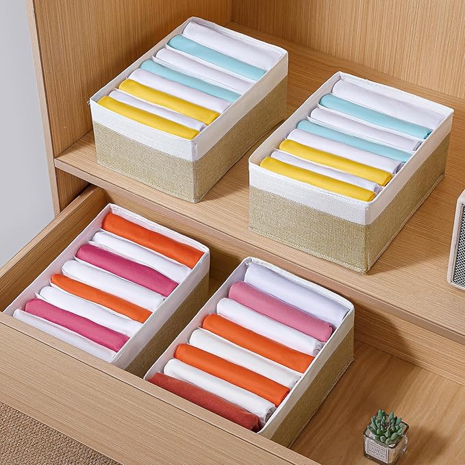 4 Packs T-shirt Drawer Organizers for Clothing,8 Grids Compartment Wardrobe Storage Box, Washable Clothes Organizer for Folde