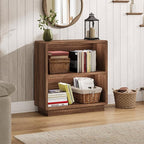 ChooChoo 2-Tier Bookcase, Small Wooden Bookshelf, Farmhouse Bookshelf with Open Storage, Short Bookcase for Bedroom and Home 