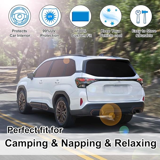 Windshield Sun Shade Car Windshield Foldable Full Windows Coverage Custom Fit for Su-baru Forester 2025 2026 Accessories Car Window Shades Block Sun UV Rays 8PCS
