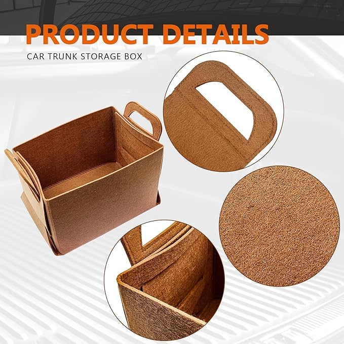 Felt Car Trunk Organizer, Foldable Vehicle Storage Box, Large Capacity Multi-Purpose Automotive Interior Accessories for Cars, S