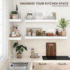 Floating Shelves for Wall, 24 Inch Wide x 12 Inch Deep Floating Shelves, Long Wood Floating Wall Shelf Shelves for Living Roo