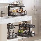 2 Pack 21IN-Depth Under Sink Organizer With Next-Gen Ball-Bearing Slides,2-Tier Precision Mesh Pull Out Cabinet Storage for B