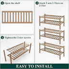 Smiry Shoe Rack, 6 Tier Thick Bamboo Shoe Organizer, Stackable Free Standing Wooden Shoe Storage Shelf for Closet, Entryway, 