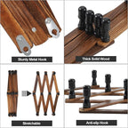 WGFKVAS 2 Pack Accordion Hat Rack for Wall - Expandable Coat Rack & Wall Mounted Hat Holder - Wooden Wall Hanger with 10 Peg 