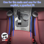 Seat gap filler Compatible with Crosstrek/Forester.Deeper Than Standard Retail Models(7.5cm)|Added Cup Holder (2 Fixed Points) + Hooks + Charging Cable Port |2pcs Black| Free Window Break Hammer 1pcs|