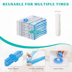 10 Pack Medium Vacuum Storage Bags Seal Bags for Bedding Clothing Compression Bags for Travel Blankets and Comforters Hand Pu