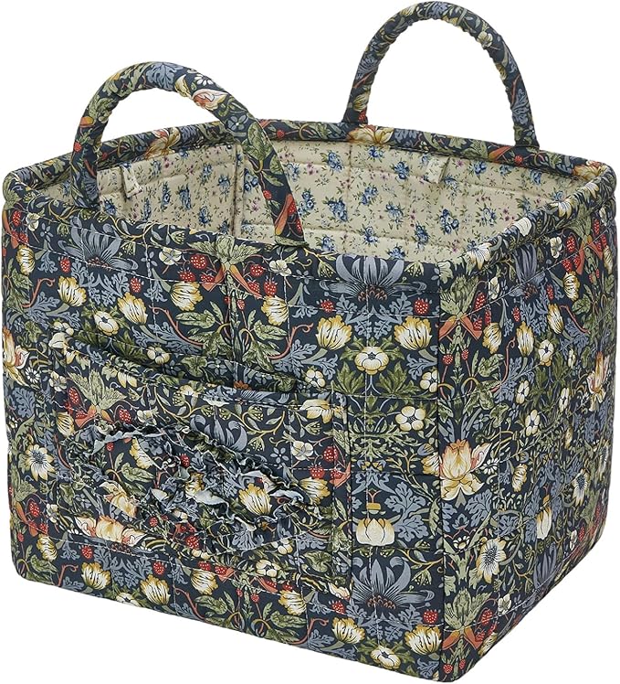 Boho Fabric Storage Basket, Large Capacity Laundry Basket, 12.2'' x 10.23'' x 10.23'' Collapsible Laundry Hamper with Easy Ca