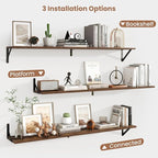 Axeman 48 Inch Floating Shelves | 8 Inch Deep Brown Wall Shelves Set of 2 | 47.3" W x 8" D Rustic Brown Wood Shelves for Bath