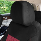 Universal Fit Diamond Stitched Flat Cloth Car Seat Covers Full Set - Burgundy
