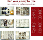BOOVO Jewelry Boxes for Women, White and Black 6 Layer Large Jewelry Box for Necklace, Bracelet, Earrings, Rings Storage, Jew