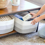 NaturalCozy Storage Baskets 16.8”x13”x7.6” Cotton Rope Woven Baskets for Organizing 3-Pack | Toy Storage Bins | Basket for Sh