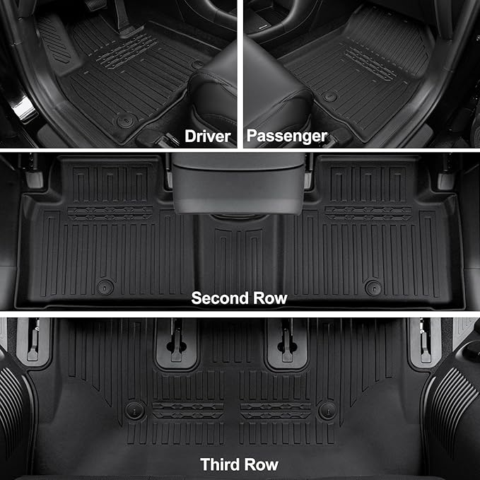 Floor Mats for 2026 Hyundai Palisade 7/8 Seat (Only Gas), All Weather TPE Black Cargo Mat with 3rd Seat Back Cover and Lower Trunk Mat for 2026 Hyundai Palisade Calligraphy Accessories