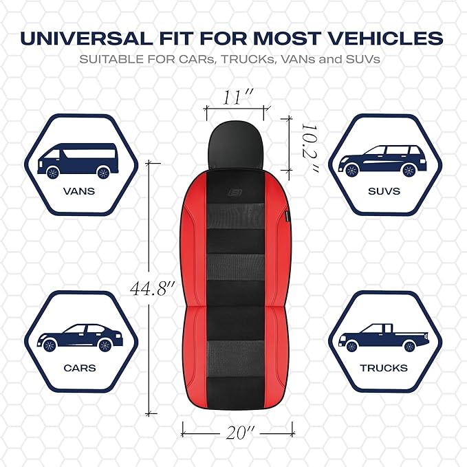 Skechers Men’s Seat Covers, Air-Cooled Memory Foam Car Seat Covers Front Seats, Airbag Compatible,Universal Fit for Most Cars