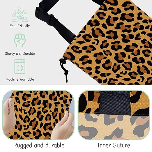 Brown Leopard Car Garbage Bag,Camouflage Waterproof Small Car Trash Bag Hanging Back of Seat,Drawstring Hanging Car Trash Bag with Adjustable Buckle for Car Accessories