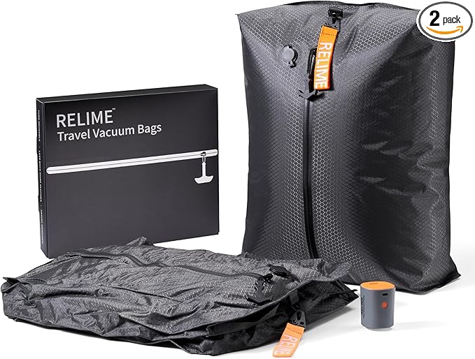 Relime Classic Series Vacuum Bags for Travel Luggage with Wireless Pump, Compression Bags for Carry On Suitcases and Backpack