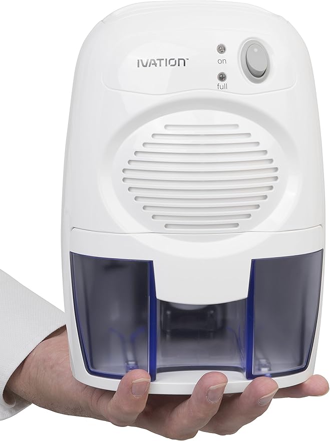 Ivation IVADM10 Powerful Small-Size Thermo-Electric Dehumidifier - for Smaller Room, Cupboard, Basement, Attic, Stored Boat,