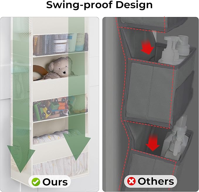 GRANNY SAYS Over the Door Organizer, 4-Shelf Behind the Door Storage with 6 Pockets and Clear Window, Waterproof Anti Tilt 35