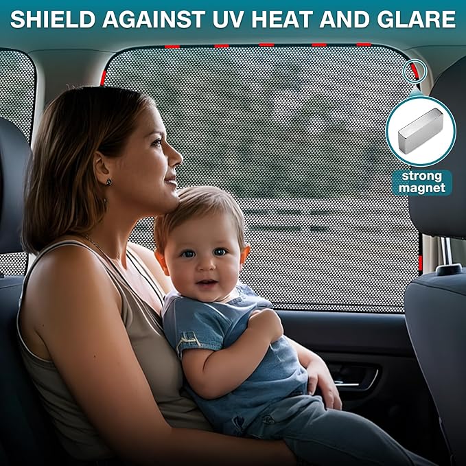 ZATOOTO Car Window Shade for Baby Car Sun Shade Side Window Breathable Mesh Sun Blocker for UV & Heat Glare Free Universal for Most Cars Easy Magnetic Installation Perfect for Camping Travel Napping